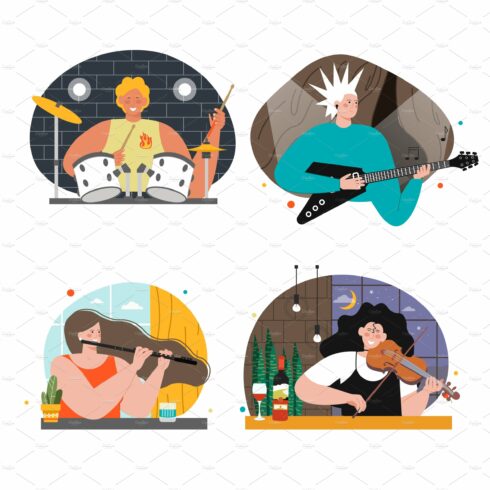 Musician people vector illustration cover image.