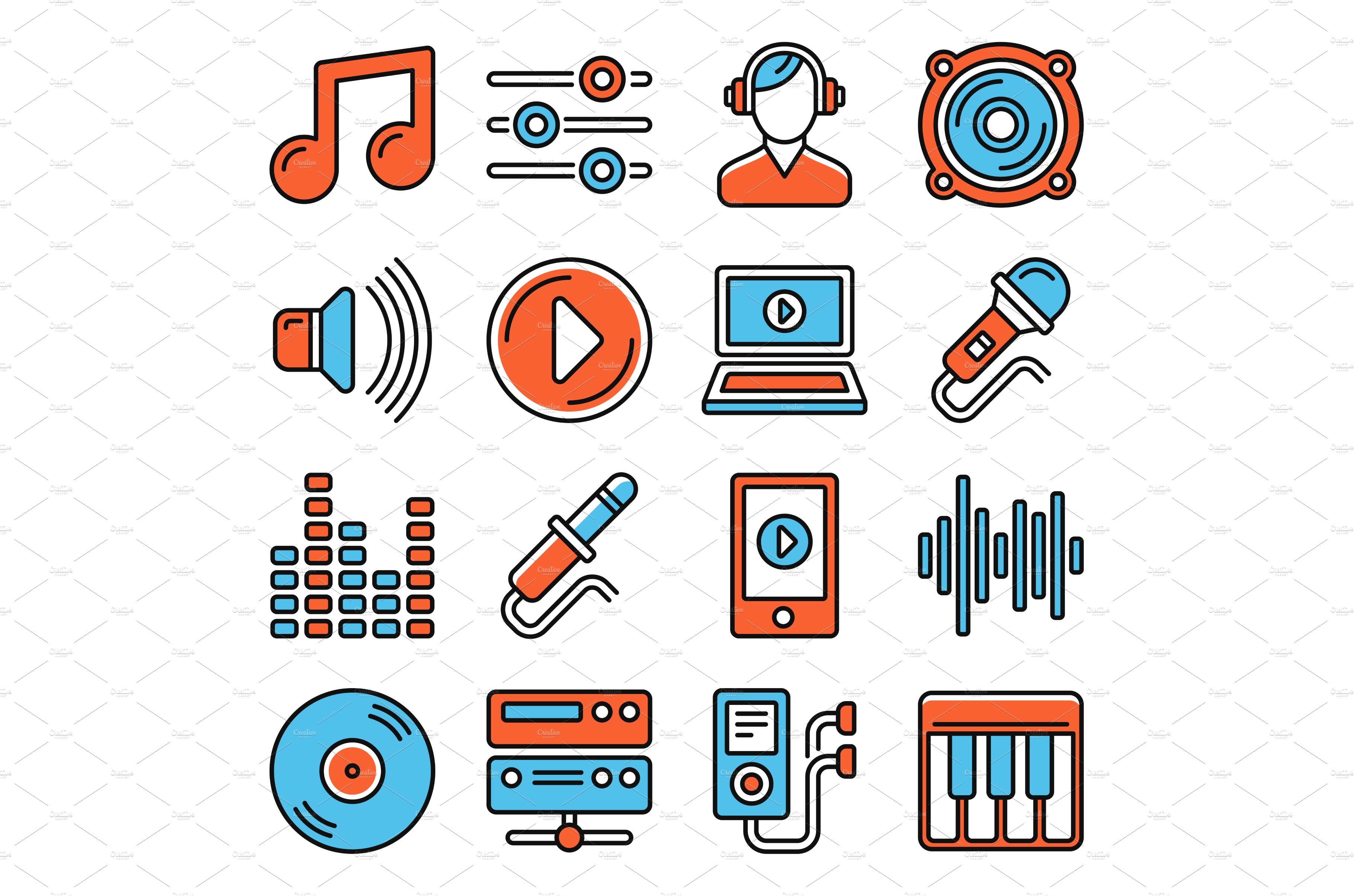 Music Icons Set on White Background cover image.