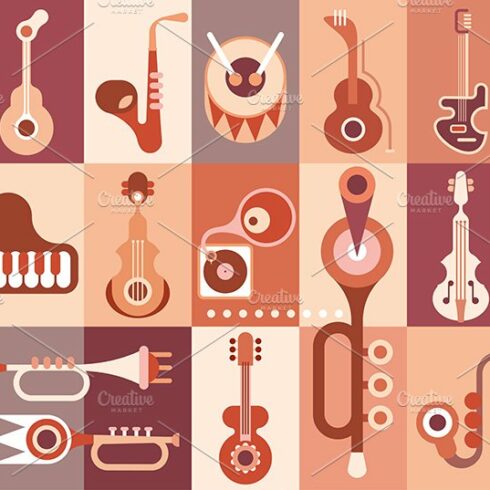 Music Instruments vector design cover image.