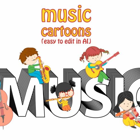 Set of music cartoons cover image.