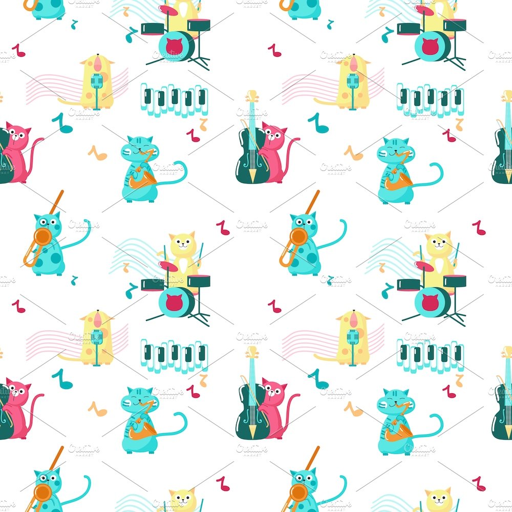 music cats pattern 639