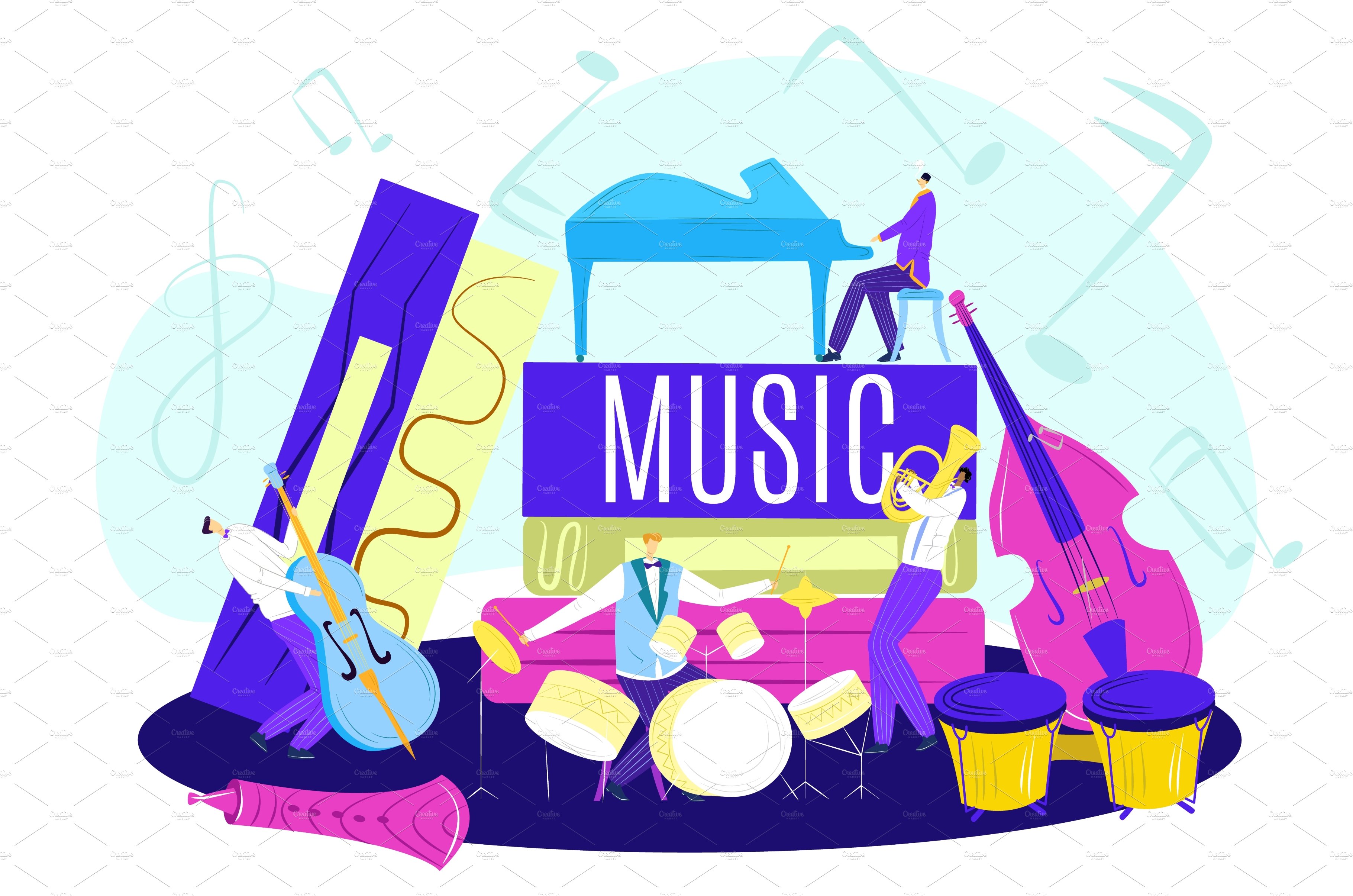 Music class concept, vector cover image.