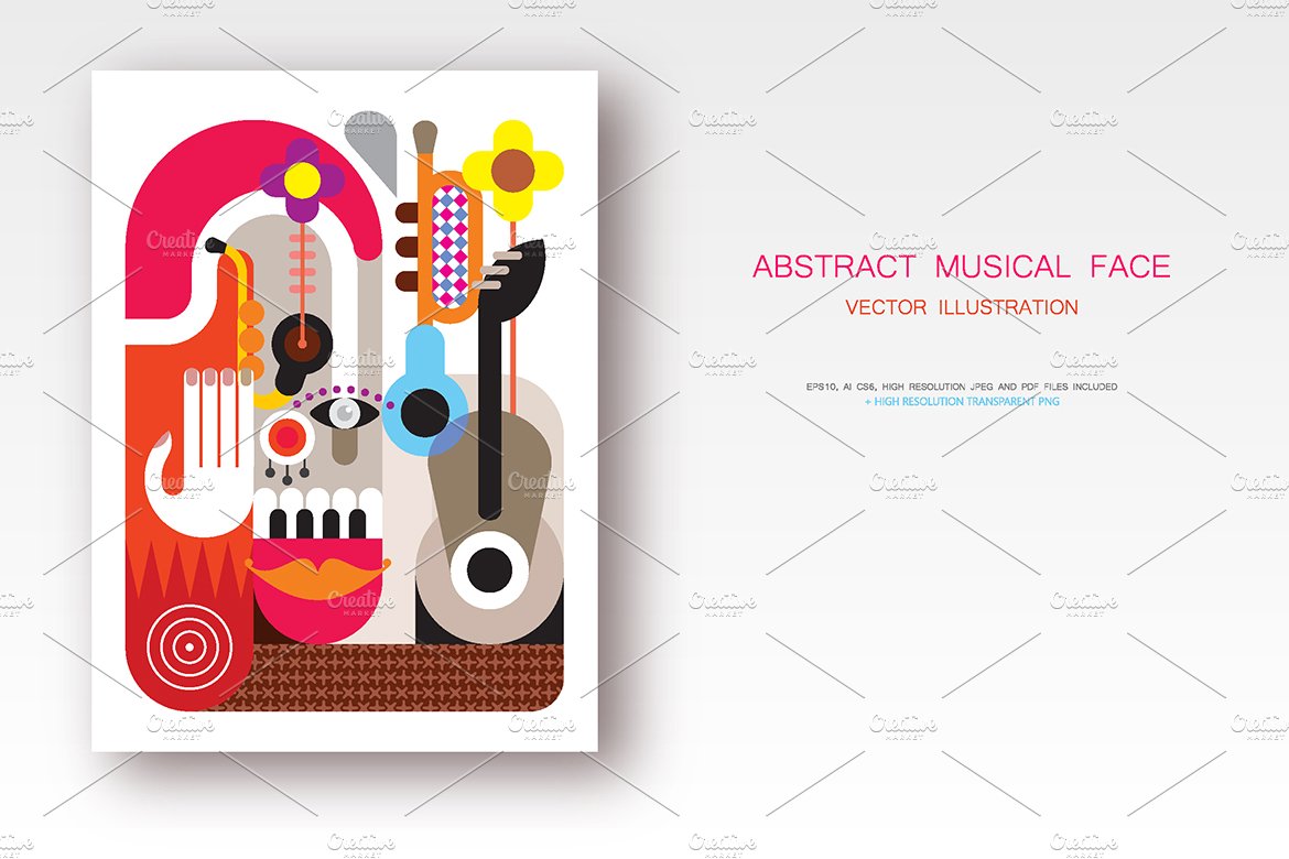 Abstract Musical Face vector artwork cover image.