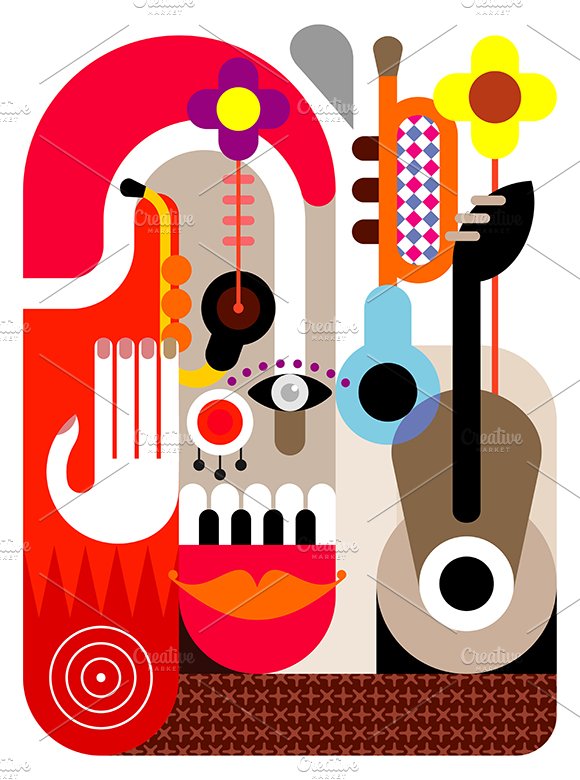 Abstract Musical Face vector artwork preview image.