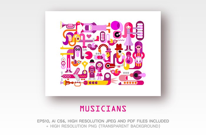 Musicians  vector illustration cover image.