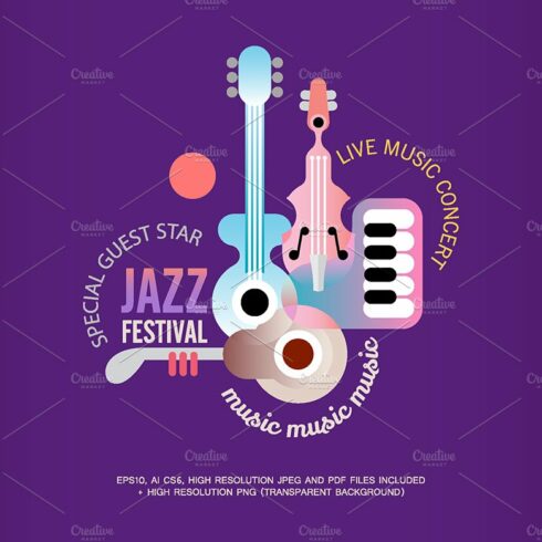 Jazz Festival vector poster design cover image.