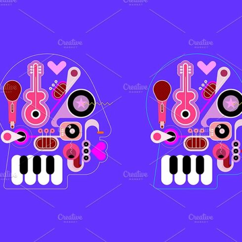 Music Head Silhouettes vector cover image.