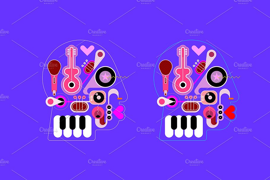 Music Head Silhouettes vector cover image.