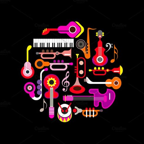 Musical Instruments Round Design cover image.
