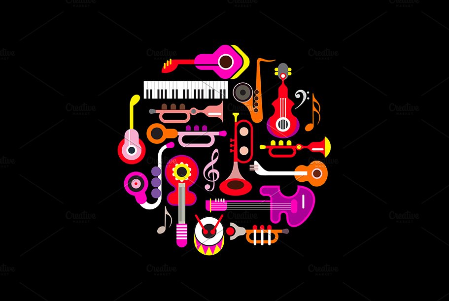 Musical Instruments Round Design cover image.