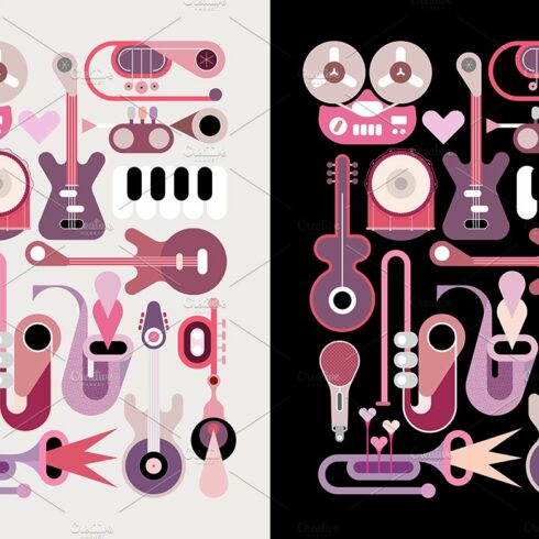 Music Instruments Vector Icon Set cover image.