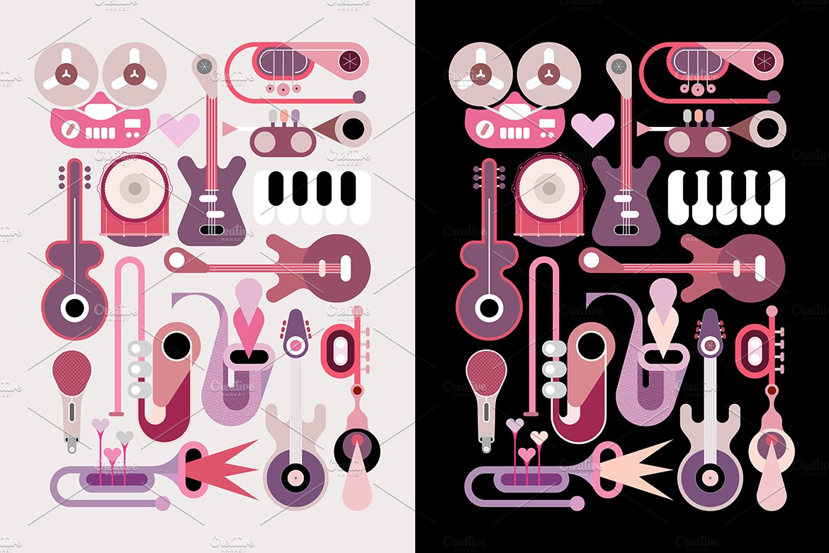 Music Instruments Vector Icon Set cover image.