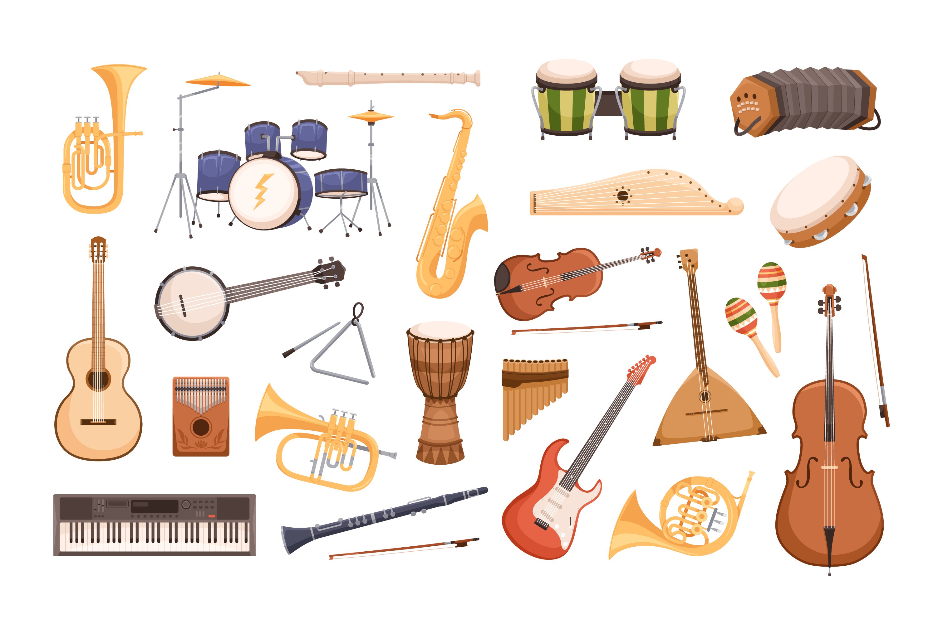 Musical instruments set preview image.