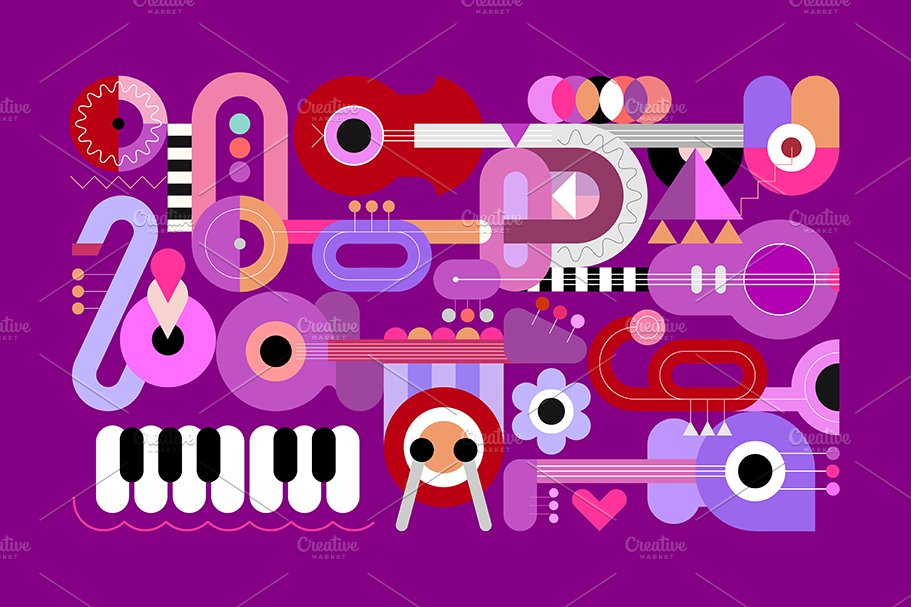 music instruments on a violet 911 694