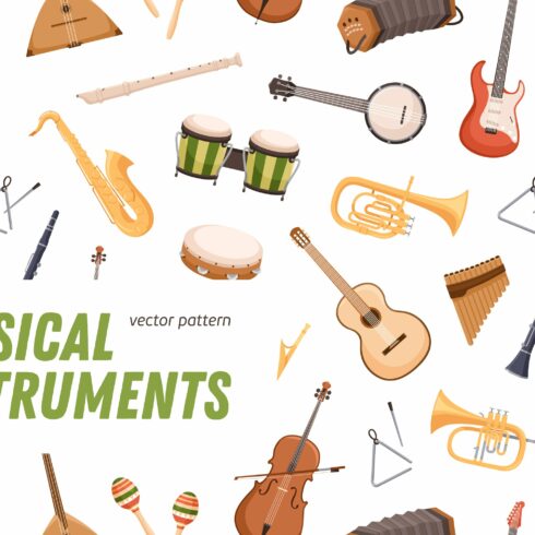 Musical instruments seamless pattern cover image.