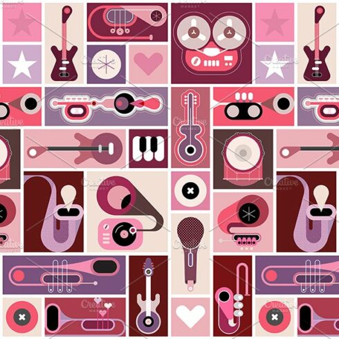 Music Instruments Vector Collage cover image.