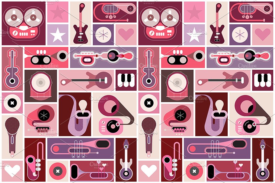 Music Instruments Vector Collage cover image.