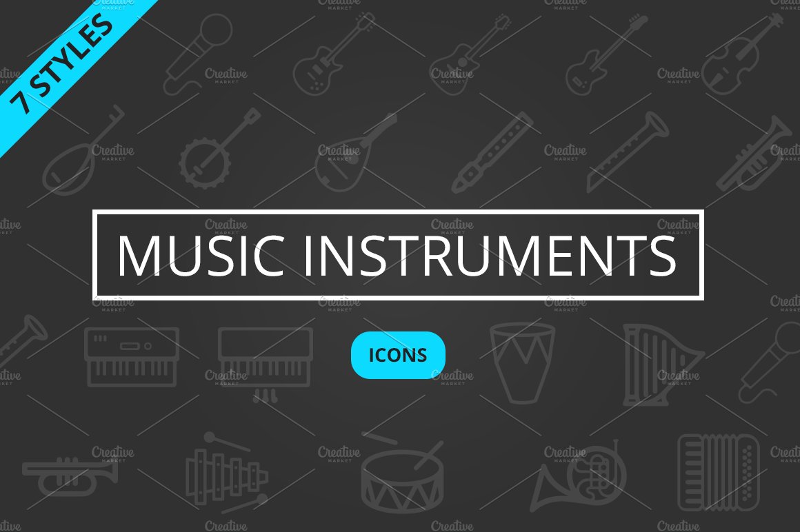 Music Instruments Icon Set cover image.