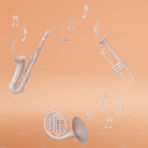 3D rendering with musical instrument cover image.