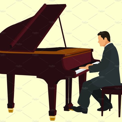 Man Playing Piano in Suit and Tie cover image.