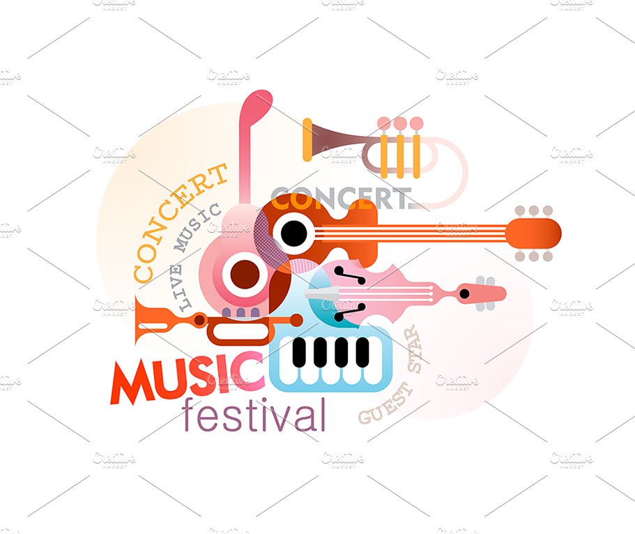 Music Festival Vector Poster Design preview image.