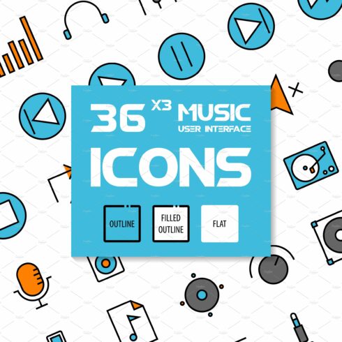 36x3 Music User Interface icons cover image.