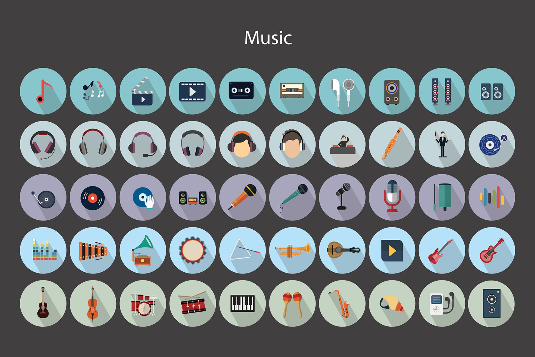 music vector flat icons 5 330