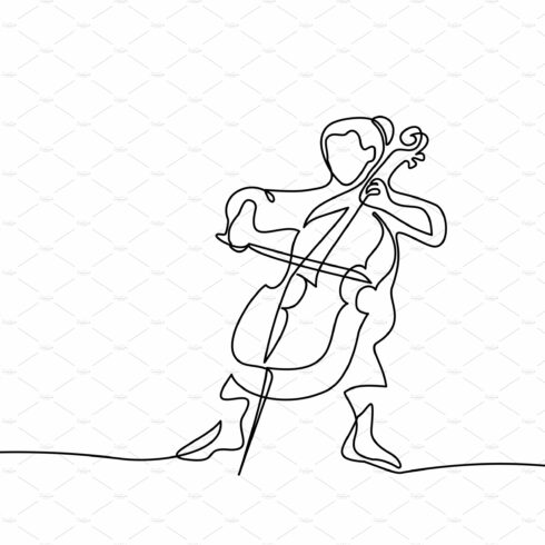 Musician playing cello. Continuous cover image.