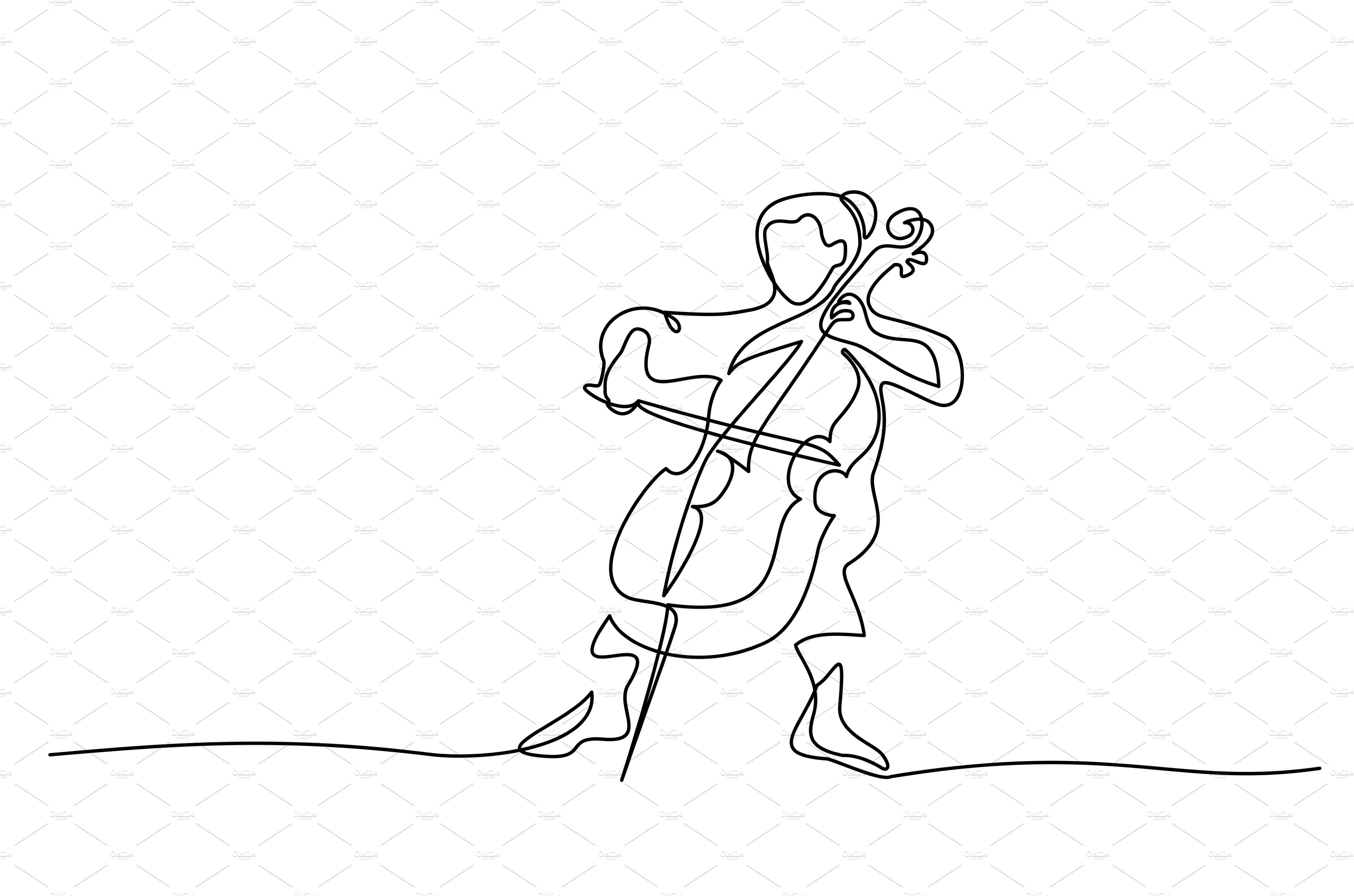 Musician playing cello. Continuous cover image.