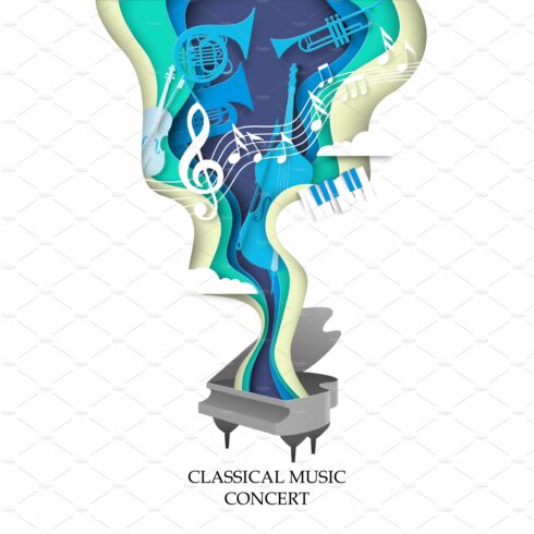 Classical music concert paper cut cover image.