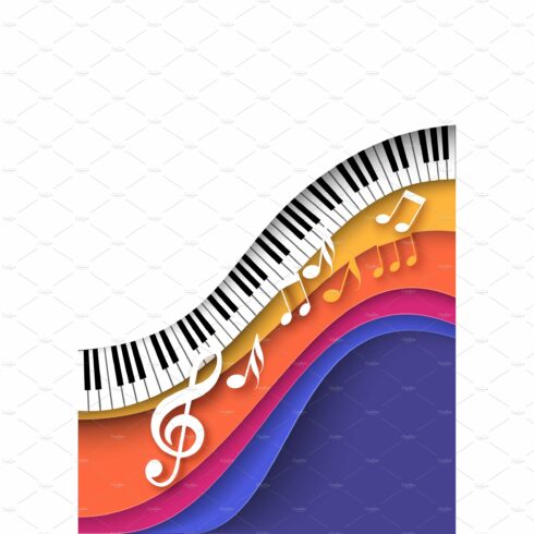 Piano keyboard and note music cover image.