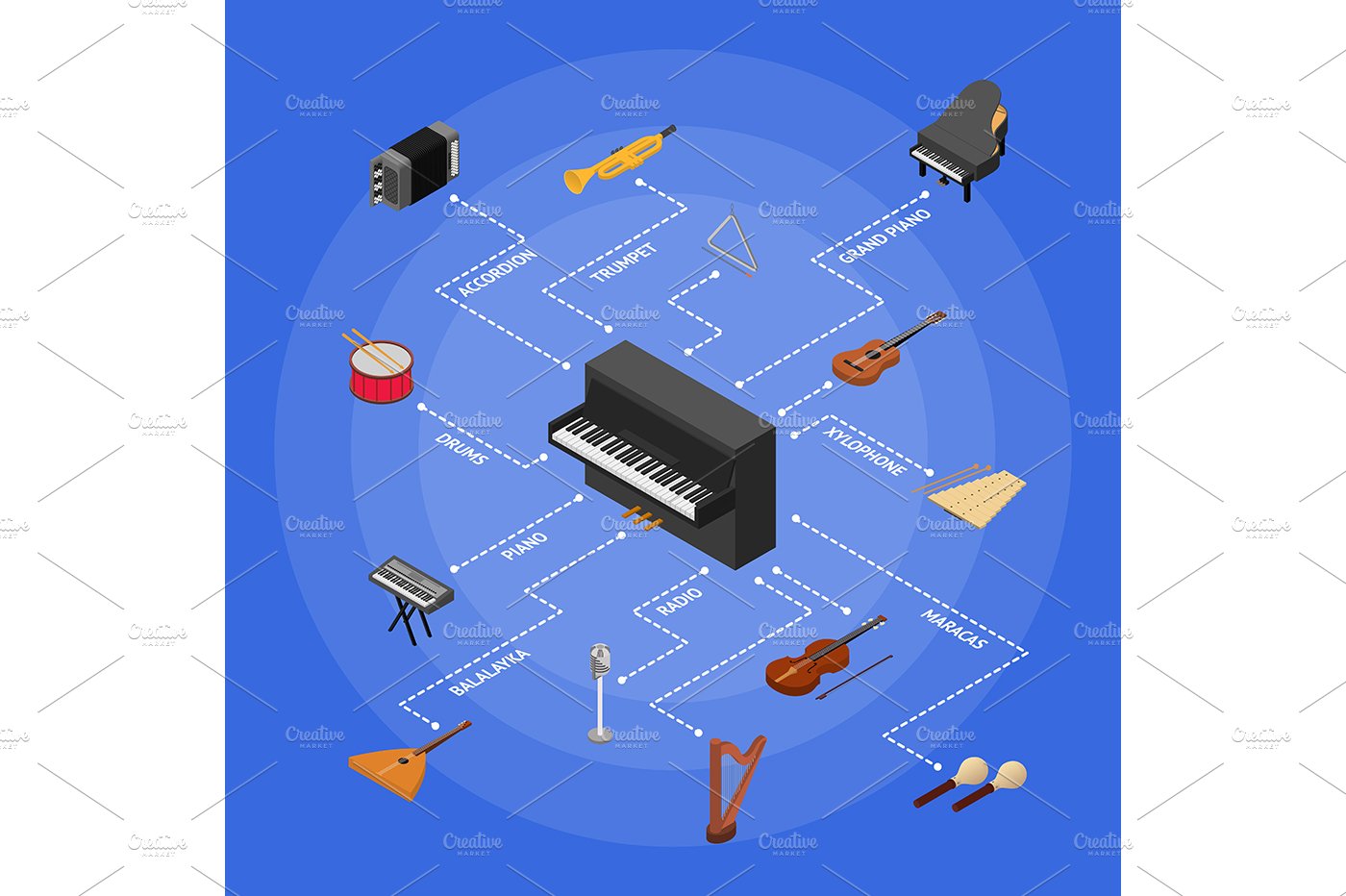 Musical Insrtuments Concept. Vector cover image.