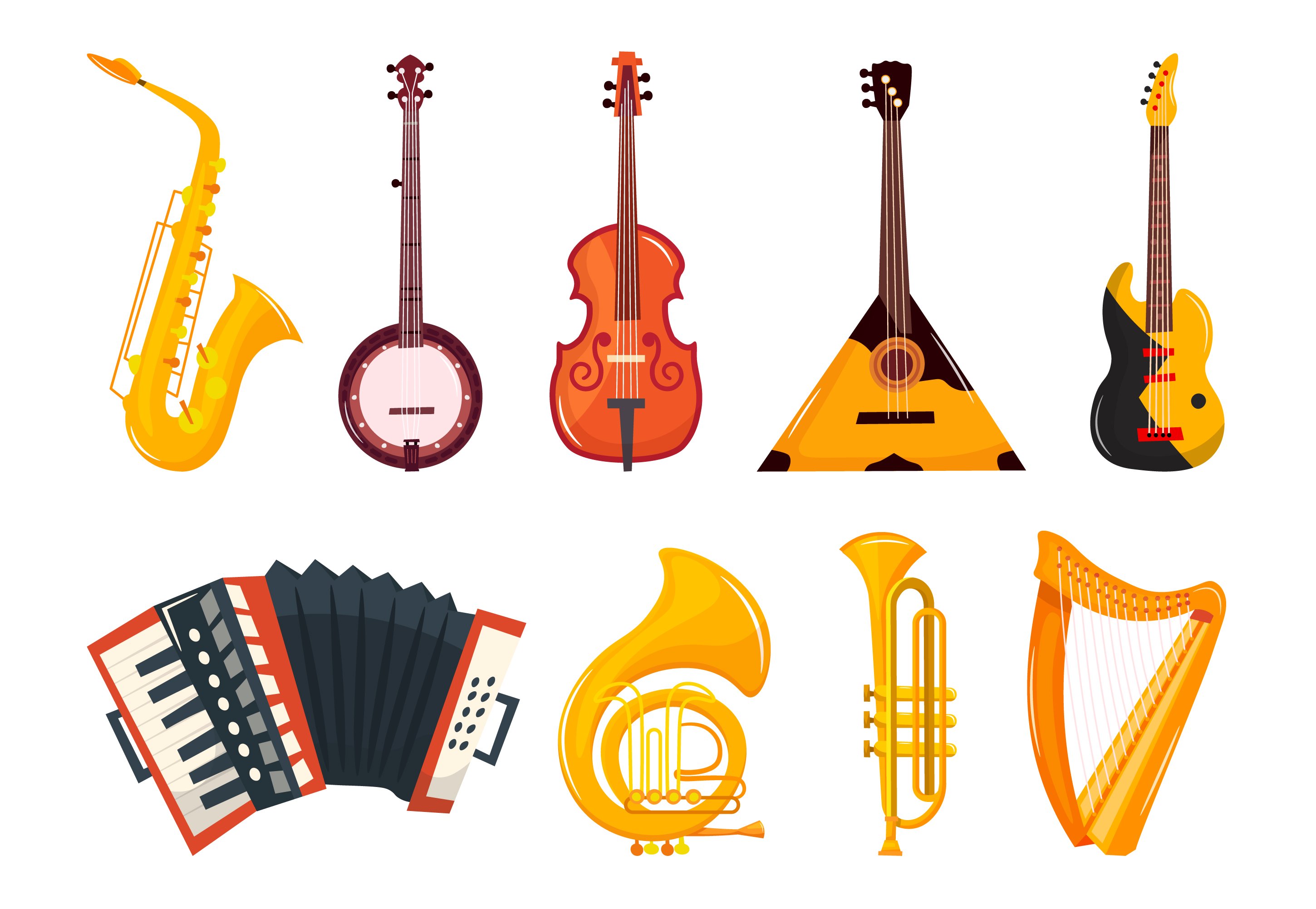Set of music instruments cover image.