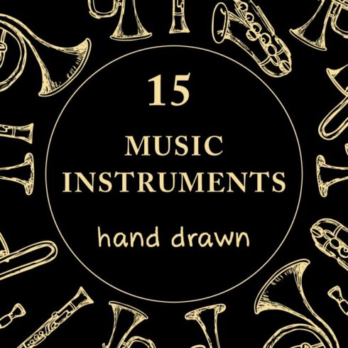 Set of hand drawn music instruments cover image.