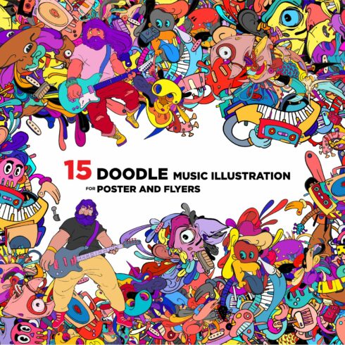 15 Doodle Music Illustration cover image.