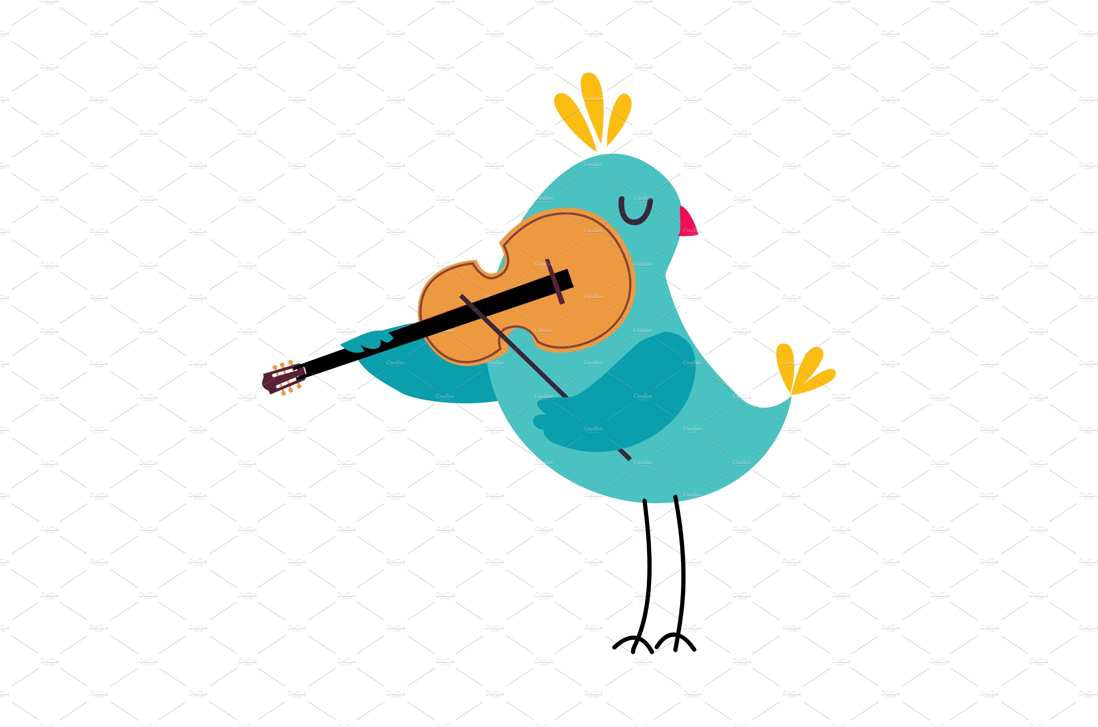 Funny Bird Character Playing Violin cover image.