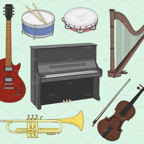 Musical instruments set cover image.