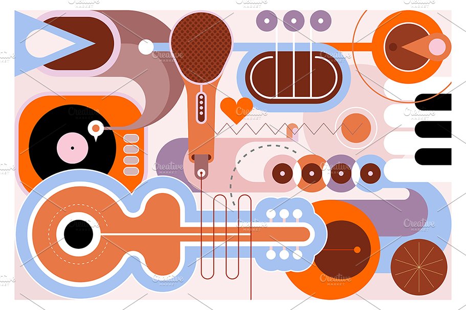 Music Instruments vector design cover image.