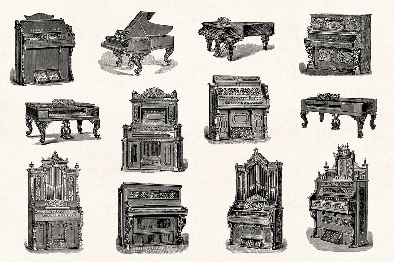 Musical Instruments Engravings Set preview image.
