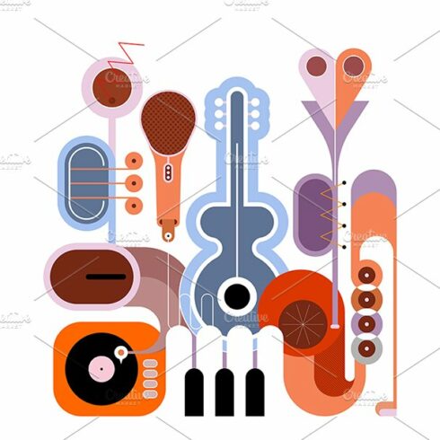 Music Instruments vector design cover image.