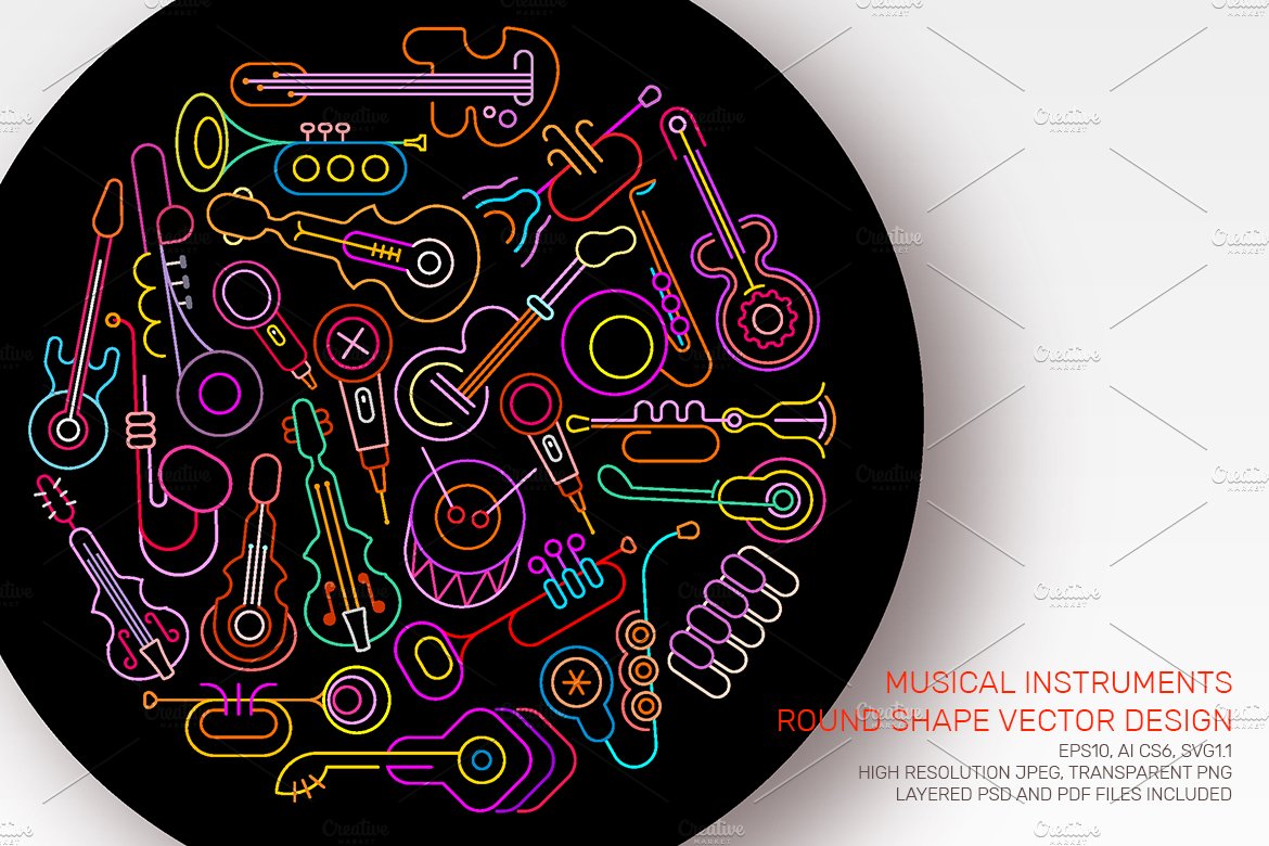 Neon Musical Instruments round cover image.