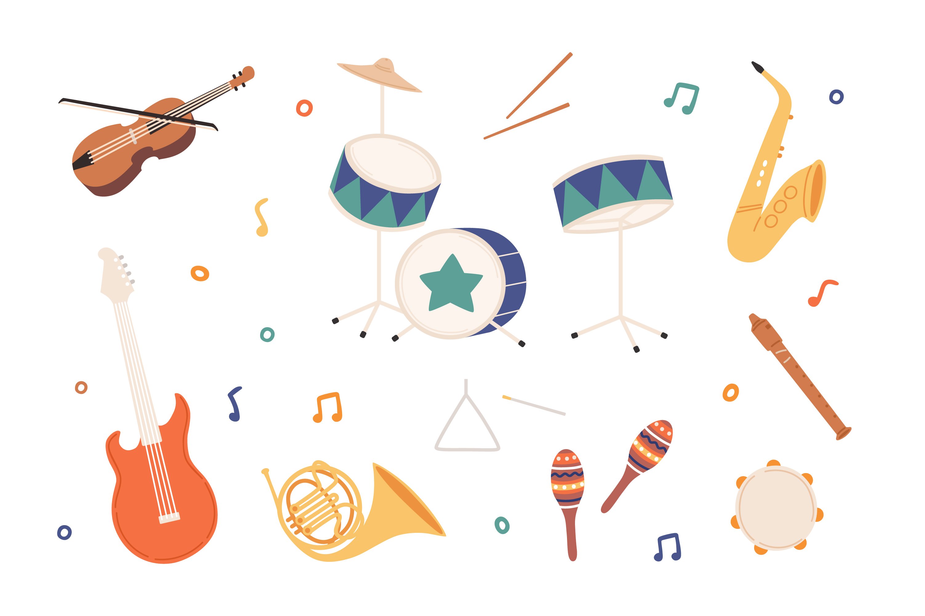 Musical instruments set preview image.