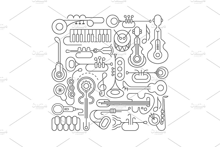 musical instruments square on a white 911 585