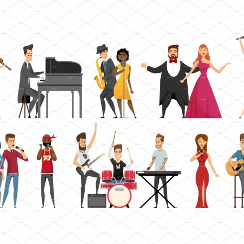 Hobby of Musician People Set Vector cover image.