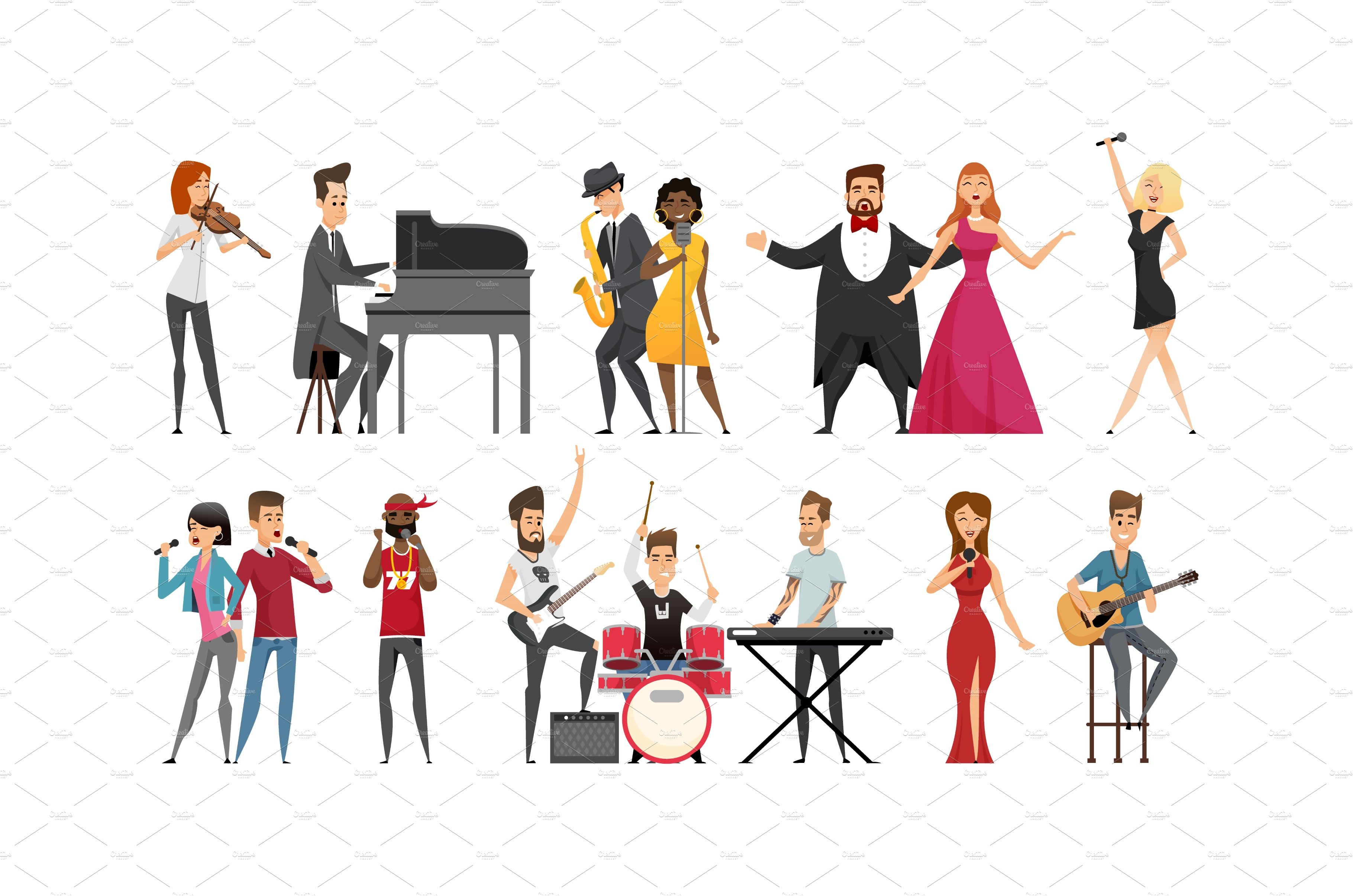 Hobby of Musician People Set Vector cover image.