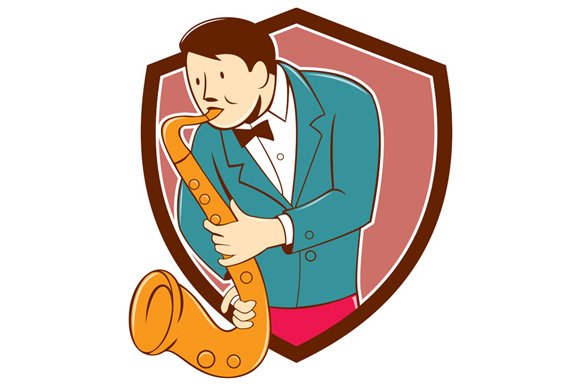 Musician Playing Saxophone Shield Ca cover image.