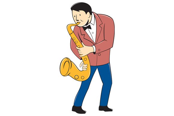 Musician Playing Saxophone Cartoon cover image.