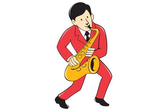 Musician Playing Saxophone Cartoon cover image.
