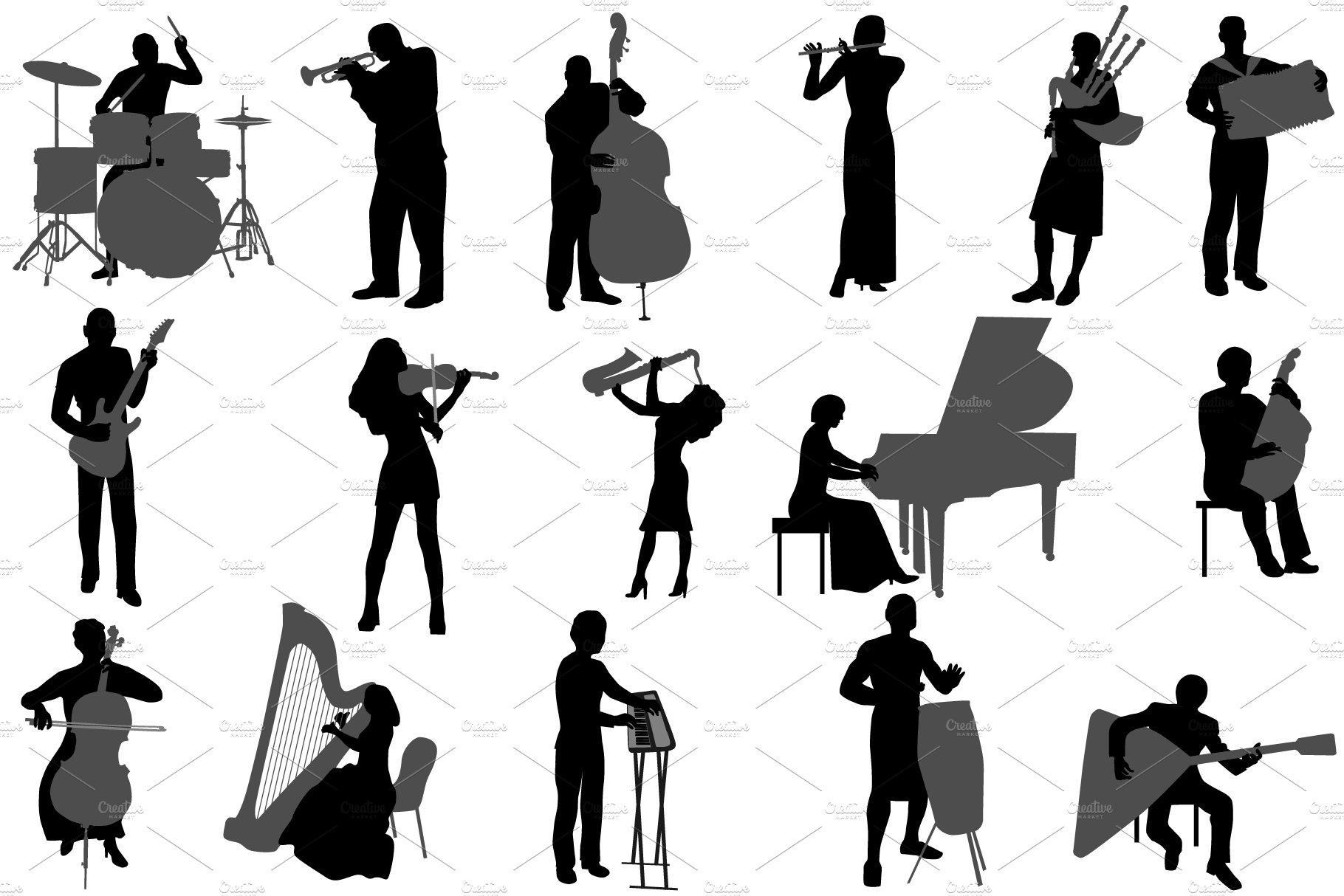 Musicians and musical instruments preview image.