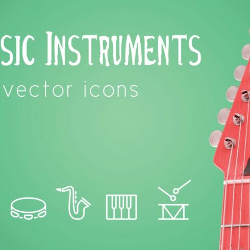 MUSIC INSTRUMENTS - vector line icon cover image.